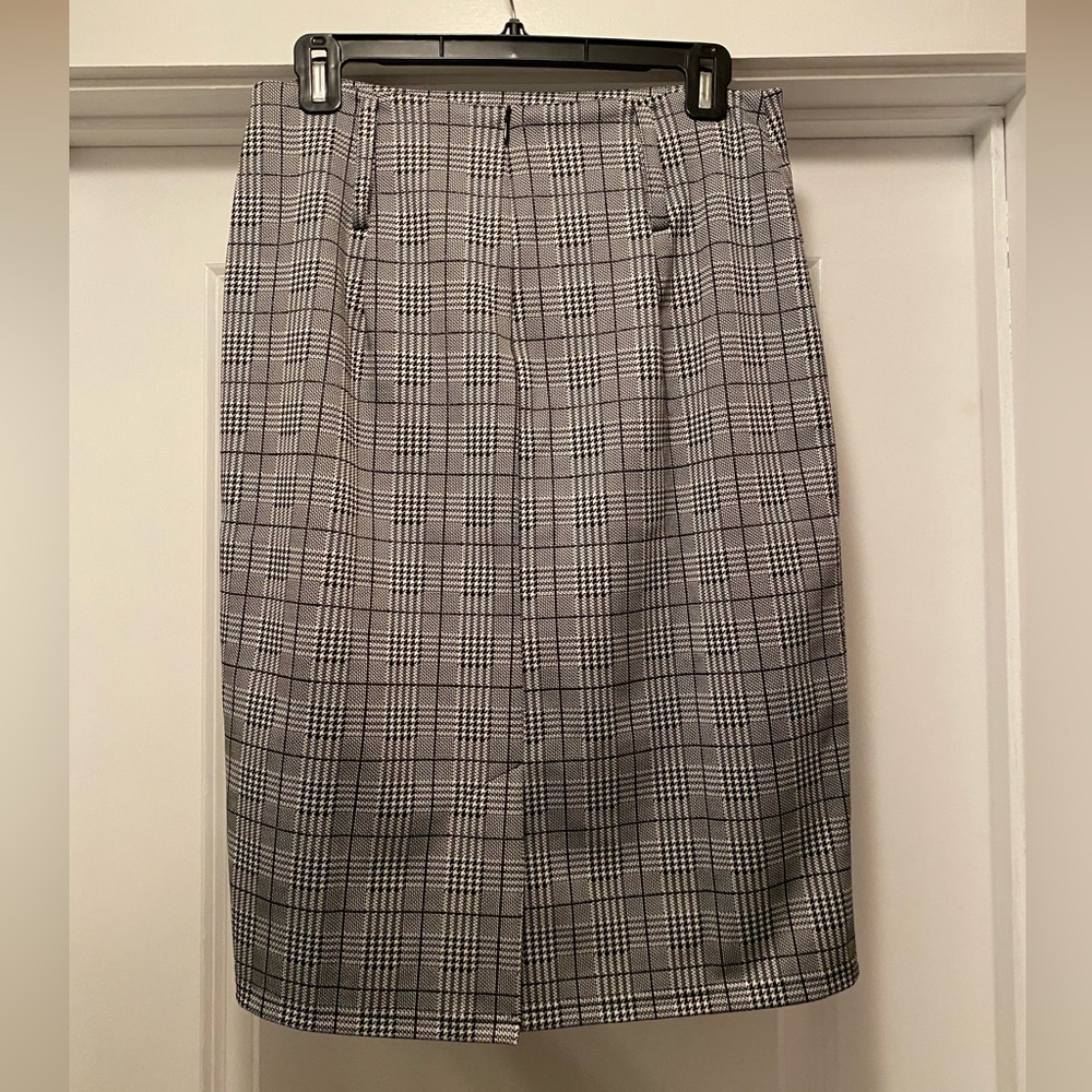 Belle Poque Below Knee Pencil Skirt, Black and White, Size L
